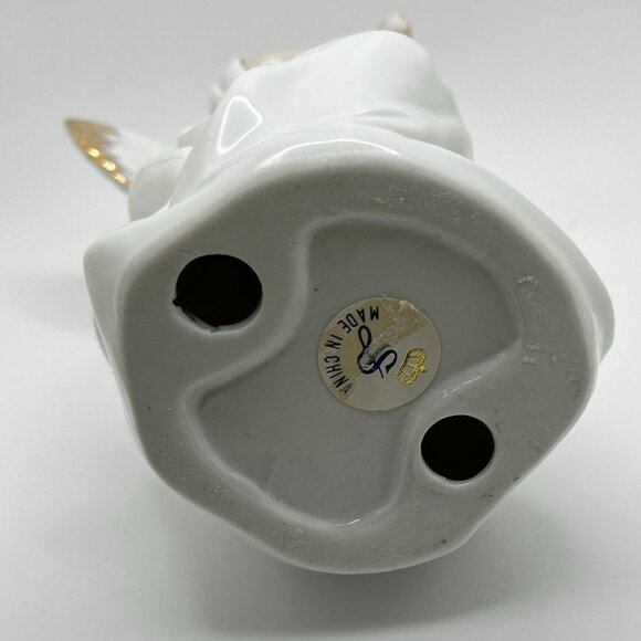Vintage Porcelain Angel Figurine Flute Player with Gold Trim Music Musician Gift - Picture 5 of 8